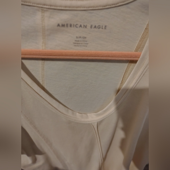 Women's Cream V-Neck Top Cropped Top - Picture 2 of 14